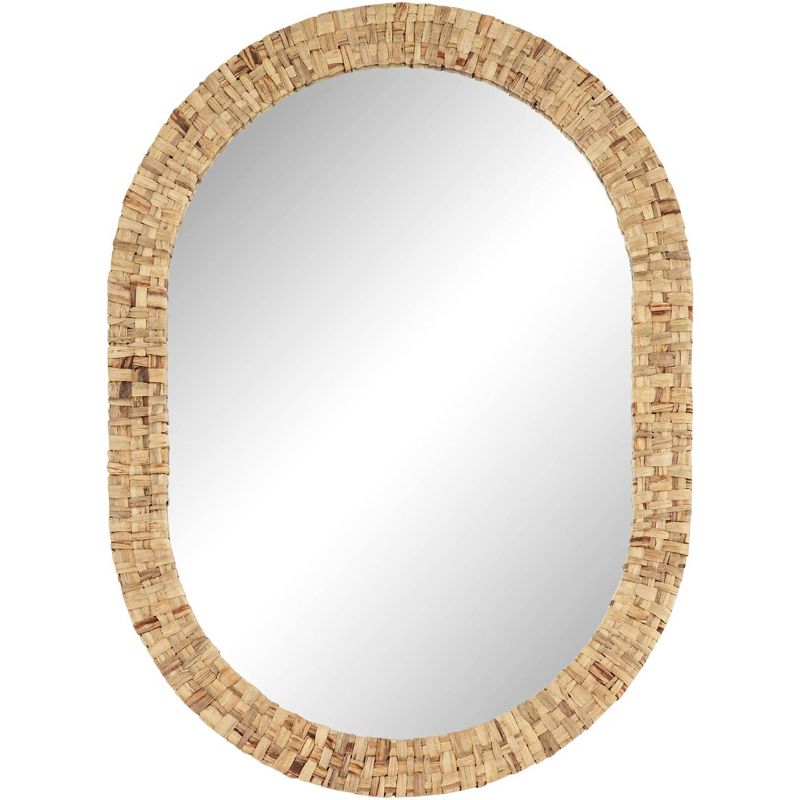 Noble Park Tioga Oval Vanity Wall Mirror Modern Natural Woven Rattan Frame 26 1/2" Wide for Bathroom Bedroom Living Room House Office Home Entryway, 1 of 10