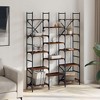 vidaXL Smoked Oak Bookshelf with Powder-Coated Steel Frame - Modern Freestanding Storage Solution for Living Room - 3 of 4