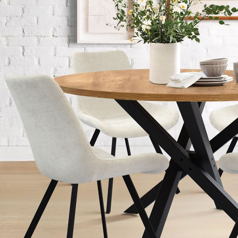 Robert+Kourtney 5-Piece Solid Black Round Dining Table Set with 4 Upholstered Dining Chairs with Black Legs-The Pop Maison, 4 of 9