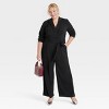 Women's Long Sleeve Wrap Front Jumpsuit - A New Day™ Black - image 3 of 3