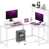 HOMCOM 61.6" L Shaped Desk with Power Outlets & LED Lights, Convertible Computer Desk with Monitor Stand and Computer Shelf for Home Office, White - 4 of 4