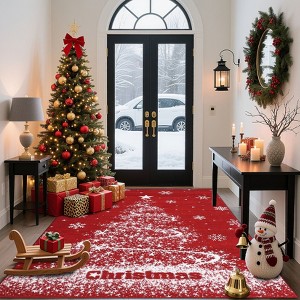 Christmas Rugs for Bedroom 5x7 Snowflake Christmas Tree Print Floor Mats with Non-Slip Backing, Foldable Thin Indoor Carpet - 1 of 4