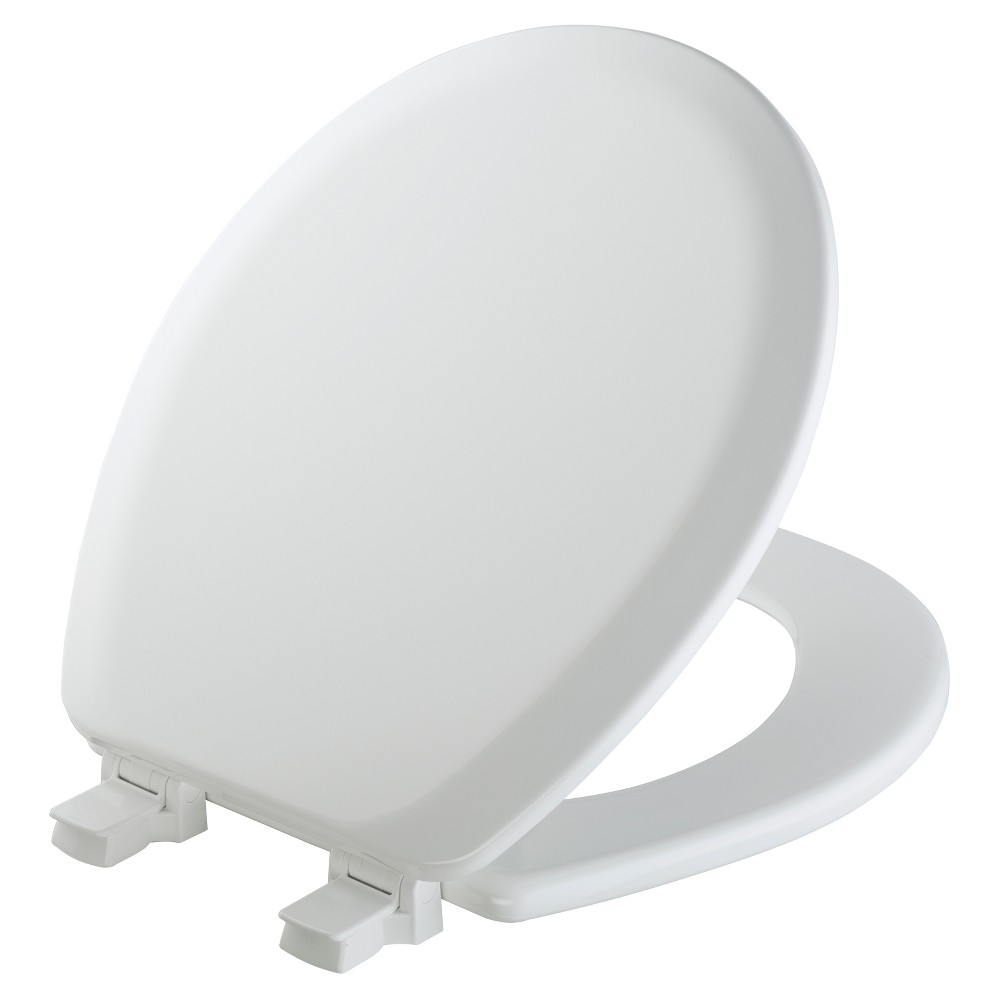 Photos - Toilet Seat Cameron Never Loosens Round Enameled Wood  with Easy Clean Hinge White - Mayfair by Bemis