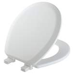 Cameron Never Loosens Round Enameled Wood Toilet Seat with Easy Clean Hinge White - Mayfair by Bemis