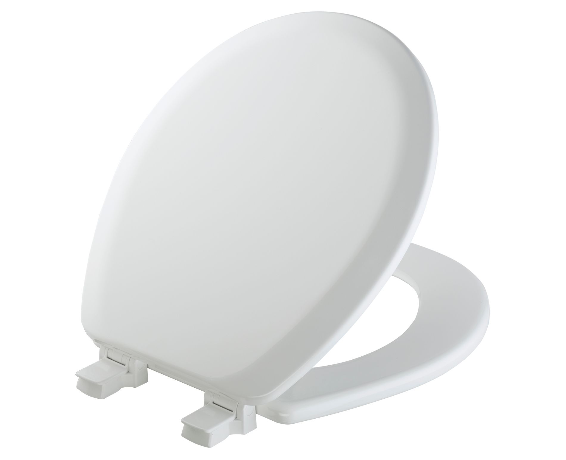 Cameron Never Loosens Round Enameled Wood Toilet Seat with Easy Clean Hinge White - Mayfair by Bemis