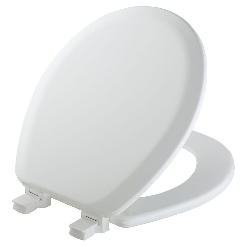 Cameron Never Loosens Round Enameled Wood Toilet Seat with Easy Clean Hinge White - Mayfair by Bemis, 1 of 6