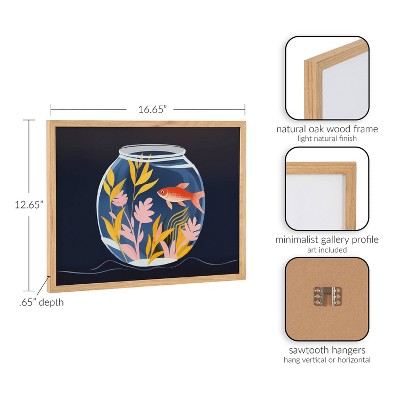 Natural Wood Framed Colorful Goldfish Botanical Print, 16x12