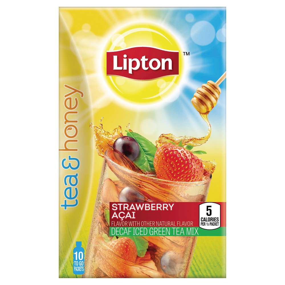 UPC 041000208256 product image for Lipton Tea & Honey Decaf Strawberry Acai Iced Green Tea To-Go Packets 10 ct | upcitemdb.com