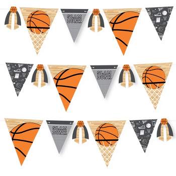 Big Dot of Happiness Nothin' But Net - Basketball - DIY Baby Shower or Birthday Party Pennant Garland Decoration - Triangle Banner - 30 Pieces