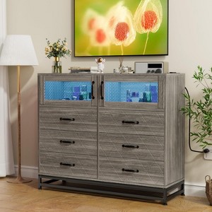 6 Drawer Dresser TV Stand, Modern Bedroom Dresser with Power Outlet & LED Light - 1 of 4