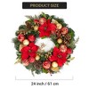 Christmas Wreath, 24 Inch Pre-Assembled Christmas Wreath with Lights, Red and Gold Balls for Fireplace, Window, Wall Decoration - 2 of 4