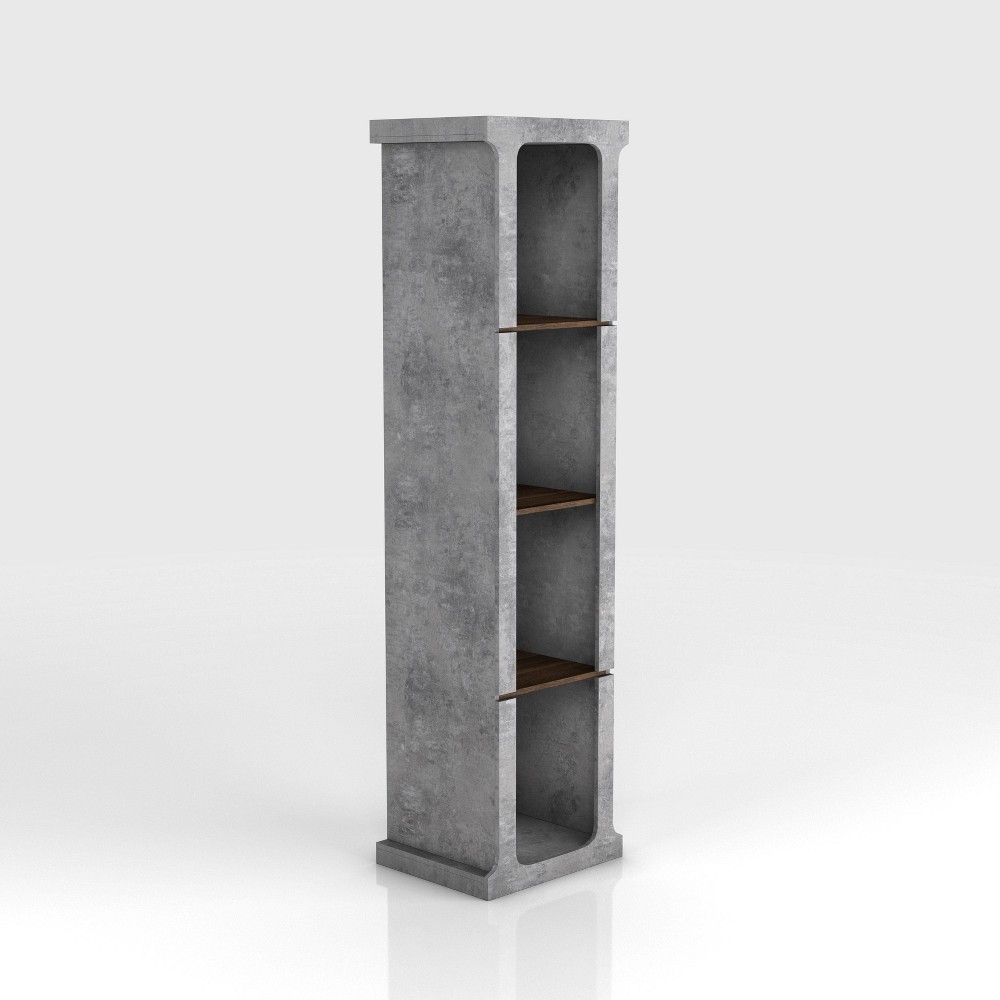 Photos - Garden & Outdoor Decoration miBasics 75.39" Ossi Industrial Display Tower Cement: 4-Shelf Farmhouse Style, MDF & Particle Board Construction