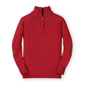 Hope & Henry Boys' Organic Half Zip Pullover Sweater with Elbow Patches, Infant