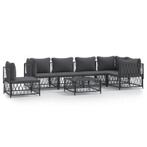vidaXL Comfortable 7-Piece Patio Lounge Set - Anthracite Woven Fabric and Powder-Coated Steel Frame with Thick Cushions - Perfect for Outdoor Space - 1 of 4