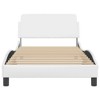 vidaXL White Faux Leather Bed Frame with Headboard 39.4"x79.9" - Single Bed Plywood Slatted Base - 4 of 4