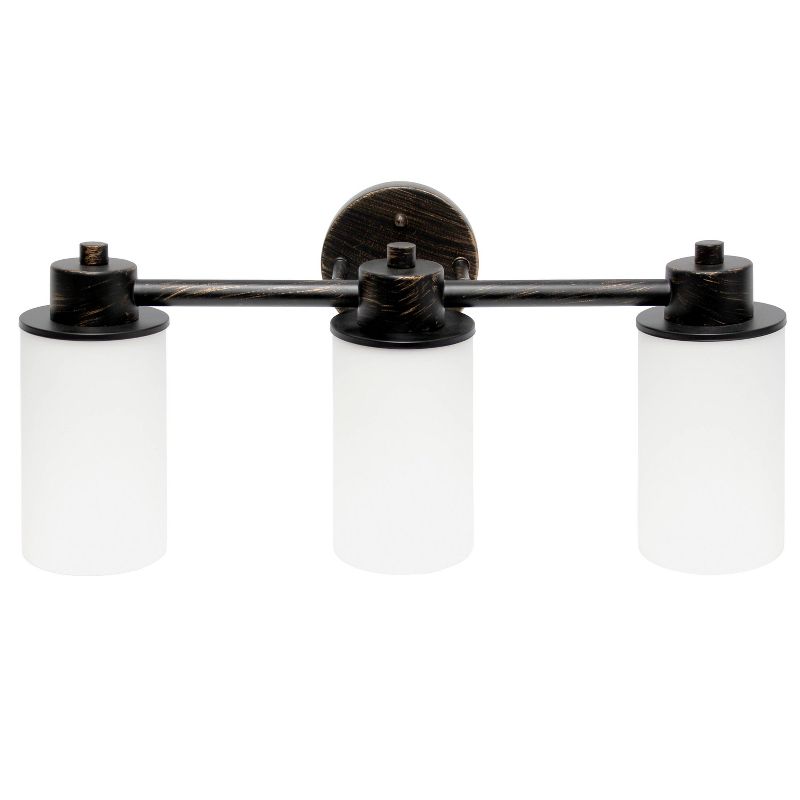 3 Light Metal and Opaque White Glass Shade Vanity Wall Light Fixture with Round Backplate -  Lalia Home, 1 of 10