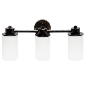 3 Light Metal and Opaque White Glass Shade Vanity Wall Light Fixture with Round Backplate -  Lalia Home