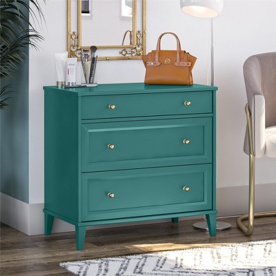 Emerald Green Industrial 2 Drawer Dresser with Pull-Out Desk