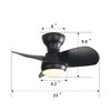 TOBILI 23 Inch Bedroom Ceiling Fan With 3 Color Dimmable 3 ABS Blades Black With 18W Led Light - 4 of 4