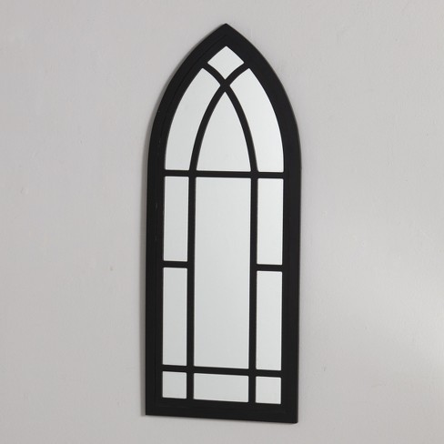Lakeside Wall Hanging Cathedral Style, Window Frame Mirror Black