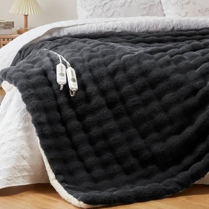 GustoWave Faux Fur Soft Bubble Electric Heating Blanket, Dark Grey for Best Gift - 1 of 4