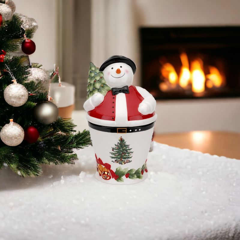Spode Christmas Tree Mr. Snowman Cookie Jar, 3 of 6