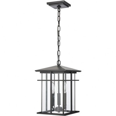 Oak Park Matte Black Aluminum 3-Light Outdoor Pendant