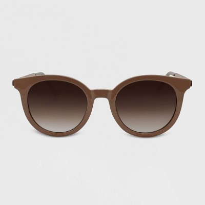 Women's Round Plastic Metal Sunglasses - A New Day™ Nude