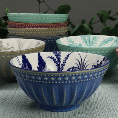 Assorted Color Ceramic 6" Soup and Dessert Bowls Set of 8