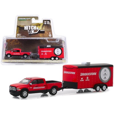 2017 RAM 2500 Big Horn Pickup Truck and Enclosed Car Hauler "Bridgestone" Red 1/64 Diecast Model Car by Greenlight