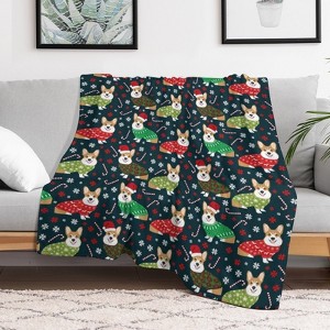 Christmas Corgi Christmas Throw Blanket Soft Fleece Christmas Blanket Cozy Flannel Throw for Couch Bed 50x60 inches - 1 of 1
