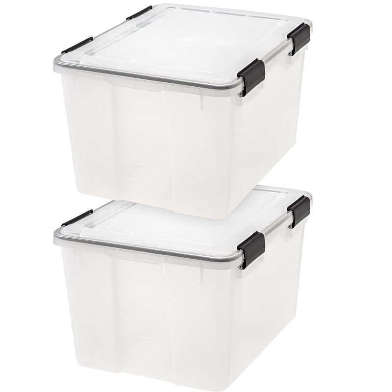 IRIS USA 46.6qt WEATHERPRO Airtight Plastic Storage Bin with Lid and Seal and 4 Secure Latching Buckles, 1 of 10