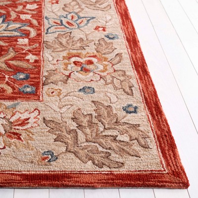 Handmade Multicolor Wool Accent Rug with Floral Design