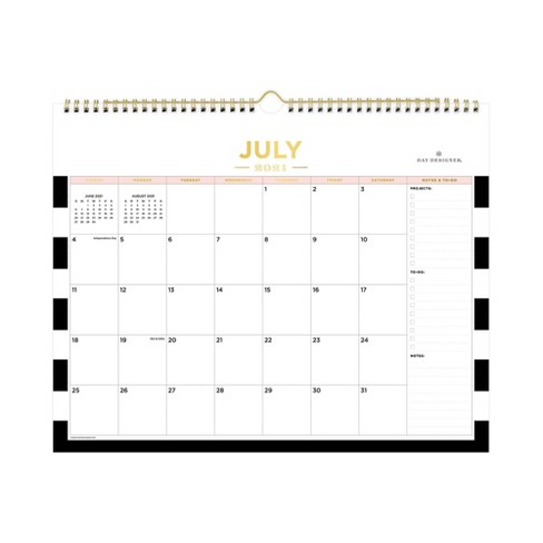 21 22 Academic Wall Calendar 15 X 12 Rugby Stripe Black Day Designer Target