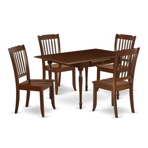 HomeStock 5-Pc Mahogany Finish Solid Wood Top - Dining Room Set with Dropleaf - Seats 4 - 1 of 4