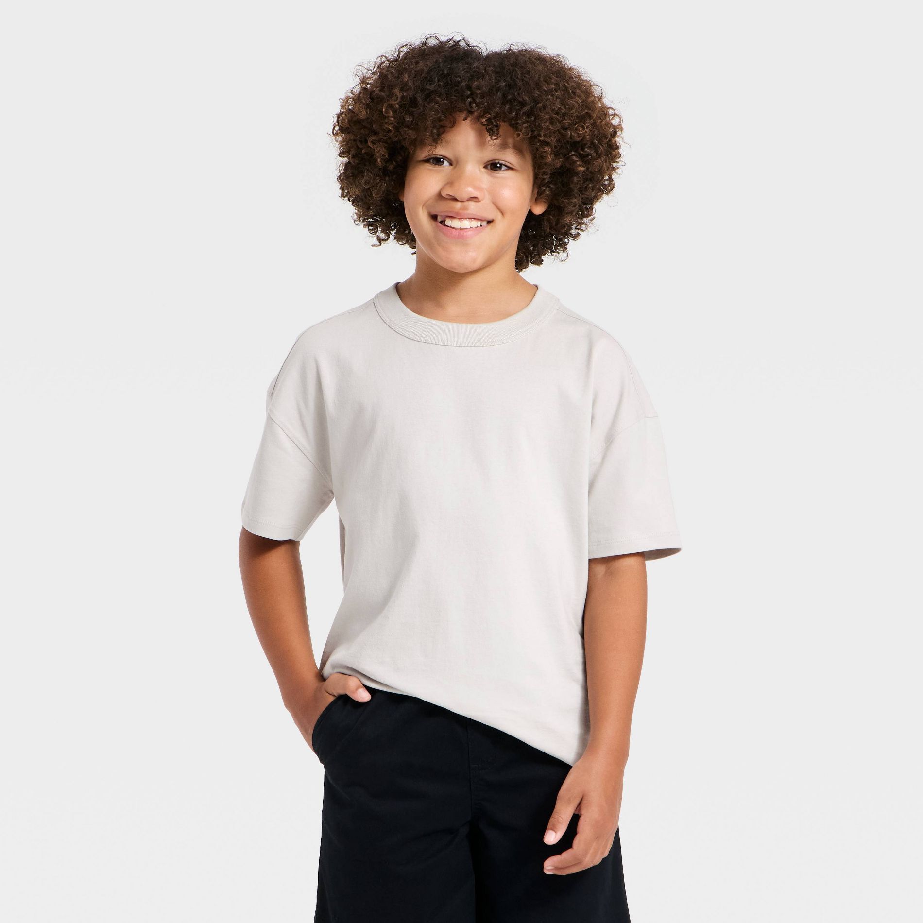 Boys' Short Sleeve Oversized T-Shirt with Skateboarder Back Graphic - Cat & Jack™ Cream