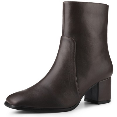 Allegra K Women's Halloween Square Toe Side Zip Block Heel Ankle Boots
