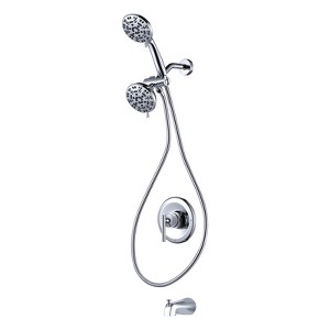 WOWOW Single Handle 7-Spray Tub and Shower Faucet 1.8 GPM with Handheld Shower in Brushed Nickel (Valve Included) - 1 of 4