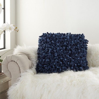 Navy Velvet Chunky Sponge Finger 20" Square Throw Pillow