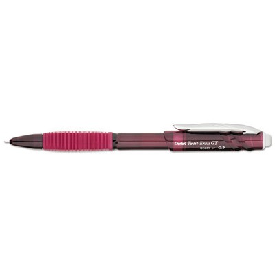 Pentel Twist-Erase GT Pencils, 0.5 mm, HB (#2), Black Lead, Red Barrel, Dozen