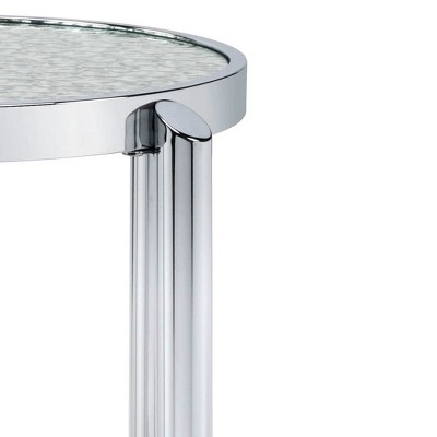 Abbe 22" Round Mirrored Glass and Chrome End Table