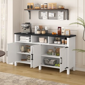 59" Modern 4-Door Sideboard Buffet Cabinet with Half-Open Storage, Adjustable Shelves, TV Stand, Living Room, Dining Room, Entryway-Panipeachy - 1 of 4