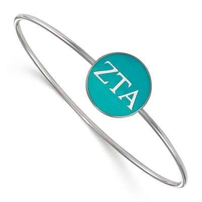 Black Bow Jewelry Sterling Silver Zeta Tau Alpha Greek Life Bangle Bracelet 6 Inch