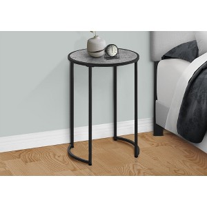 Vynxaria Contemporary Round Accent Table, Grey Laminate, Black Metal, 18.25" L x 18.25" W x 24" H - 1 of 4