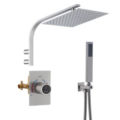 CASAINC 10'' Wall Mounted Rectangular Shower System with Handheld Sprayer