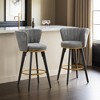 Swivel Velvet Bar Stool with Curved Back, Round Upholstered Bar Stool Counter Height Bar Stool Set of 2 Casual Bar Chair - Leovsnove - 3 of 4