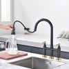 SUMERAIN Bridge Kitchen Sink Faucet with Pull Down Sprayer, 8 Inch Centerset Black and Gold - 2 of 4