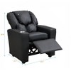 FONTOI Kids Recliner Sofas, Kids Upholstered Couch with Cup Holder and Footrest, Toddlers Recliner with Headrest for Bhild, Black, 21.3"*25.6"*17.7" - 2 of 4
