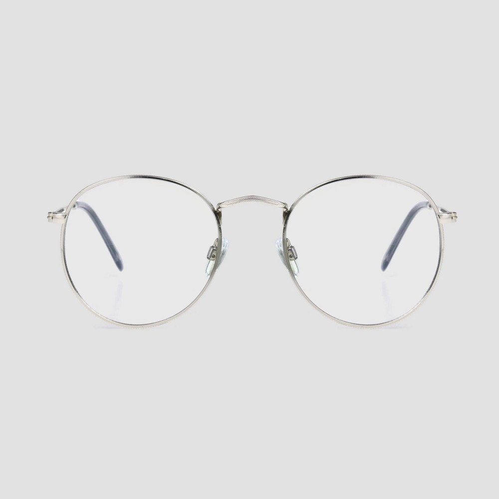 Photos - Glasses & Contact Lenses Men's Round Blue Light Filtering Glasses - Original Use™ Silver