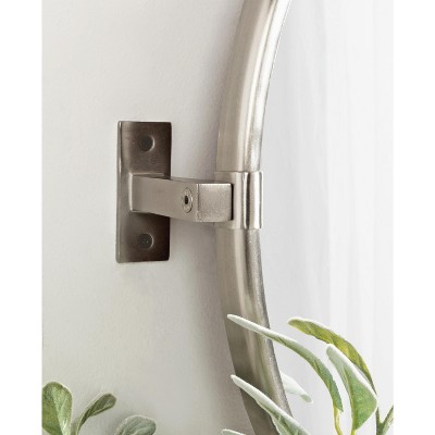 Elegant Silver Round Pivot Wall Mirror, 26x24 Inch